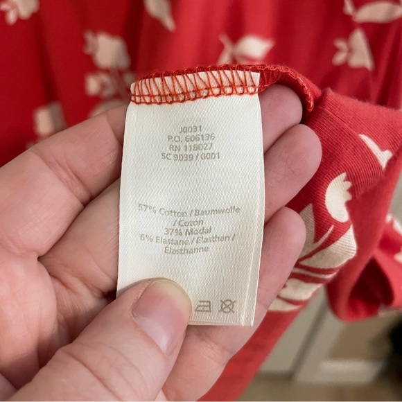 Boden Jessie Jersey Knit Dress Floral Print Coral Red Meadow Motif Size 14 - Picture 9 of 11